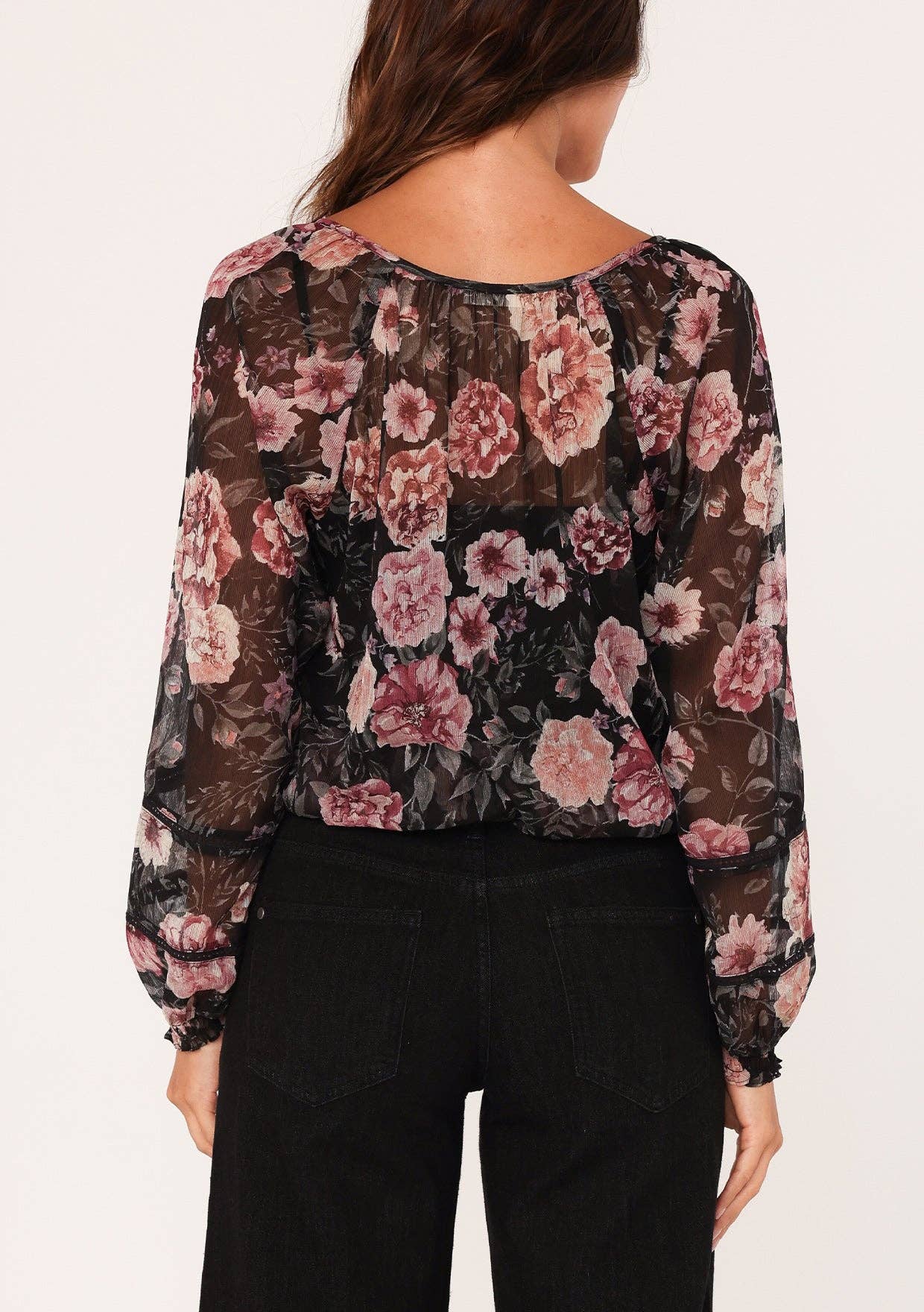 FLORAL BLK/ROSE BLOUSE