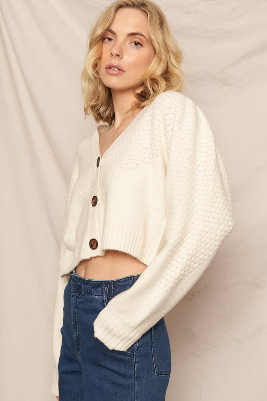 IVORY VNK CROP CARDI