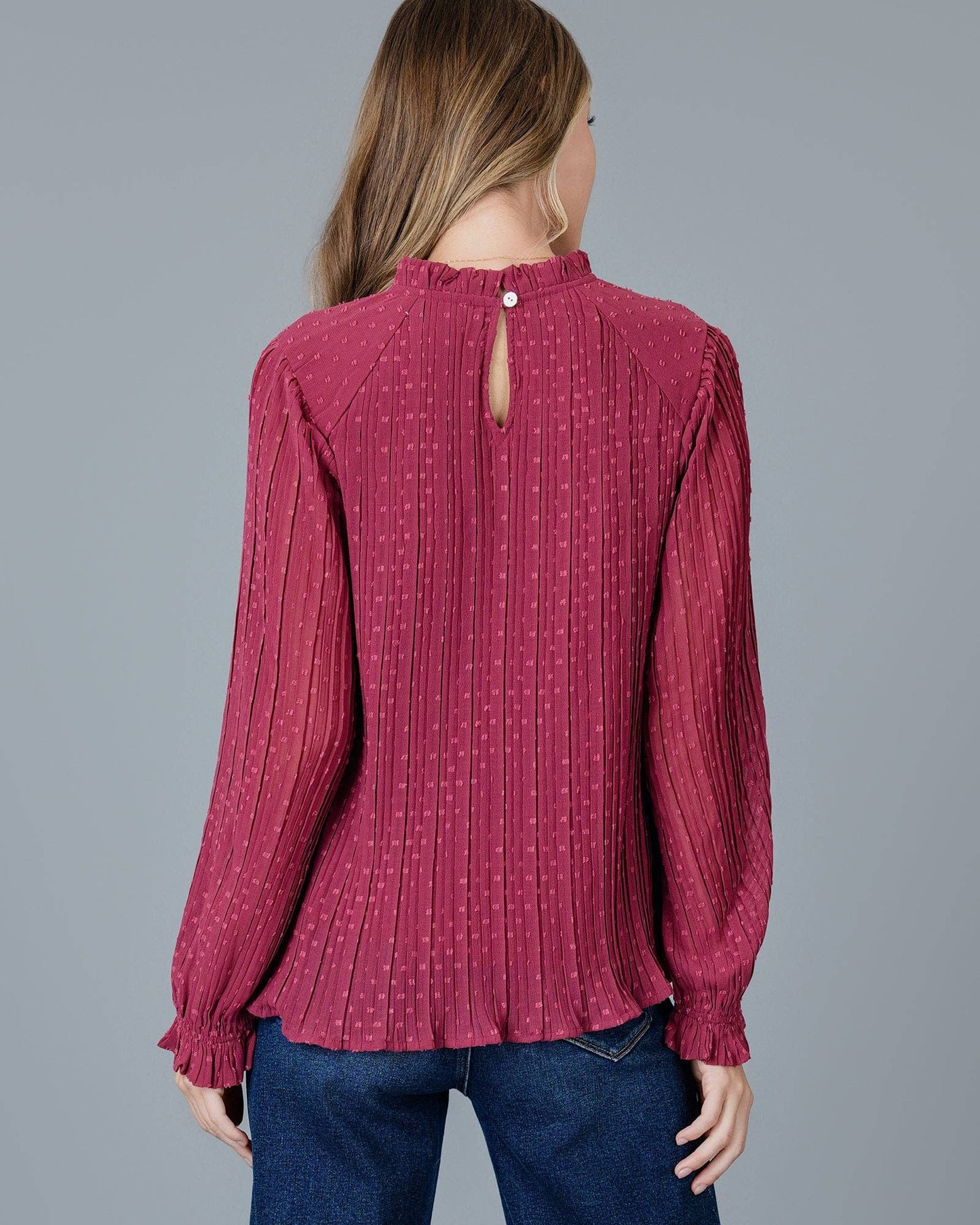 PLEATED WINE BLOUSE