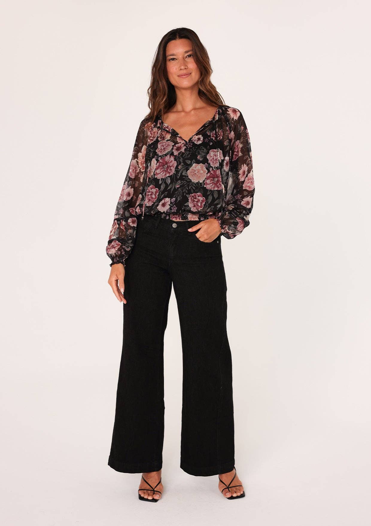 FLORAL BLK/ROSE BLOUSE